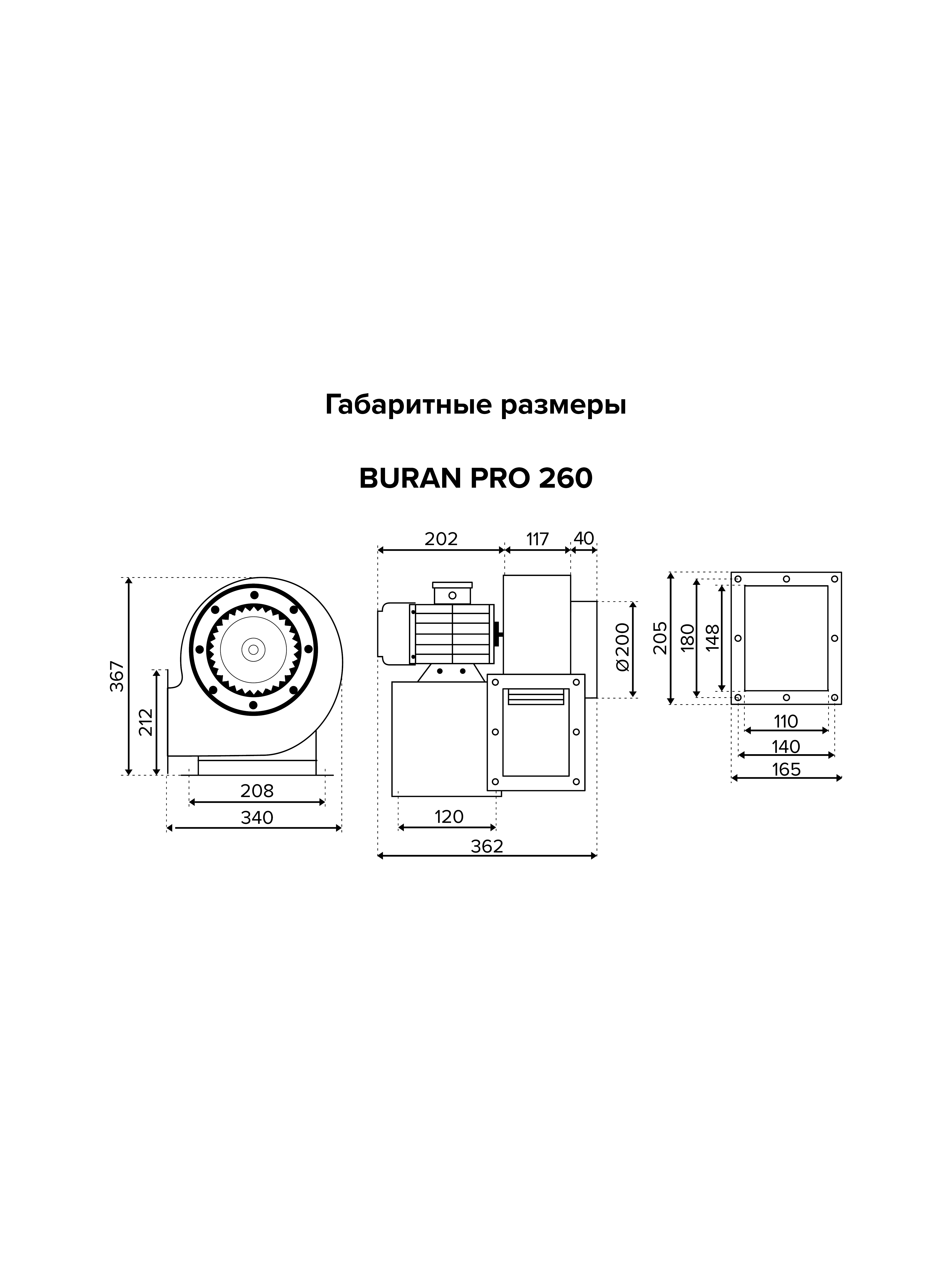 Вентилятор радиальный BURAN PRO 260 220V Лв0 2полюс ERA PRO